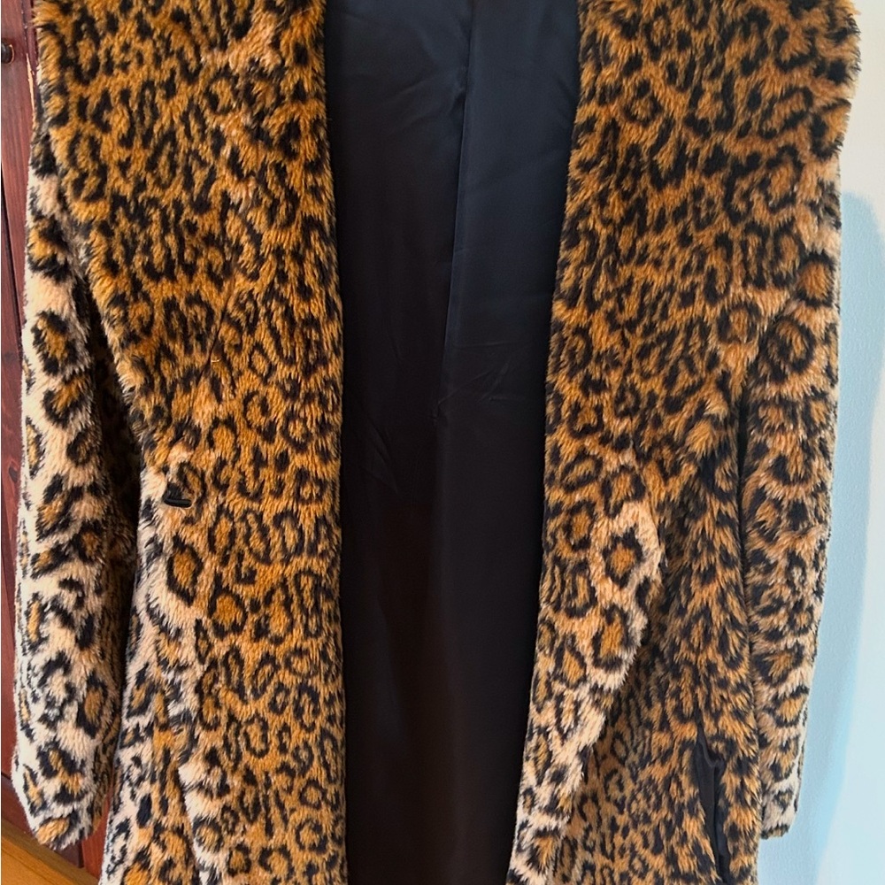 Leopard Print Faux Fur Coat
